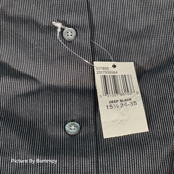 Van Heusen men's regular-fit dress shirt in a gray striped pattern, 15 1/2 34/35 - Picture 6 of 7